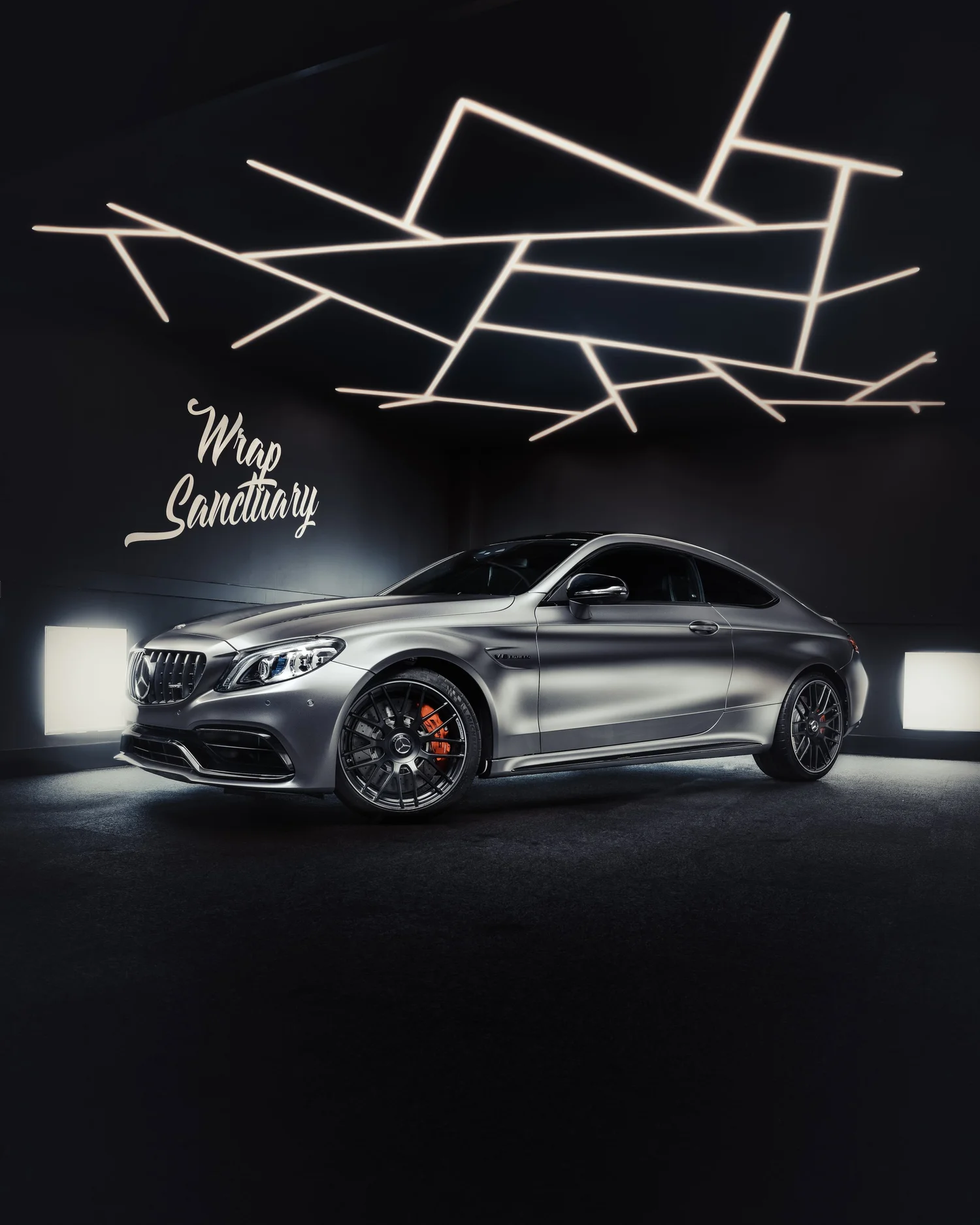 Mercedes C63 AMG fully wrapped in 3M satin dark grey vinyl