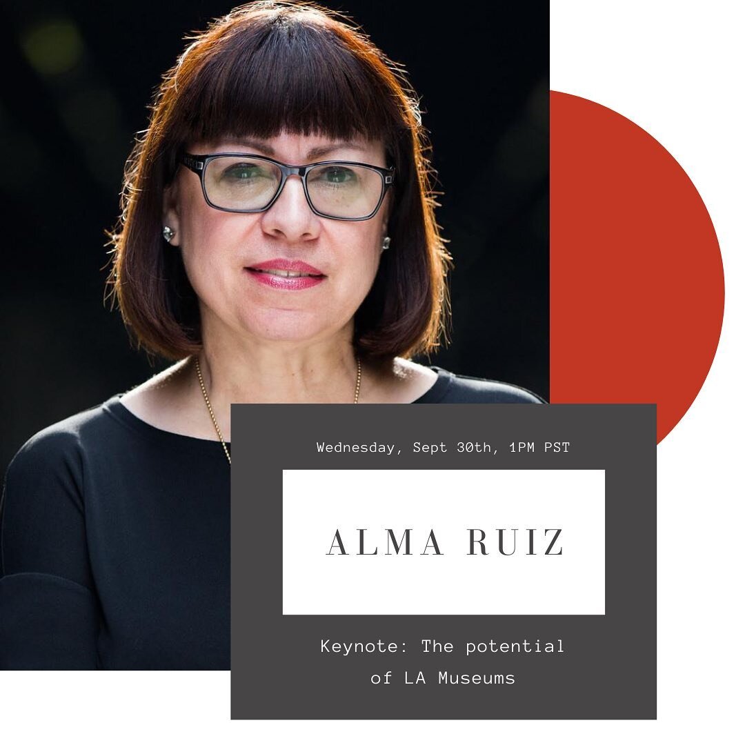 Today! Alma Ruiz will talk about some of her influential curatorial work while at @moca and the potential that LA art museums have to support and represent the communities in which they are located. 1:00 PM PST. 

YouTube livestream: https://youtu.be