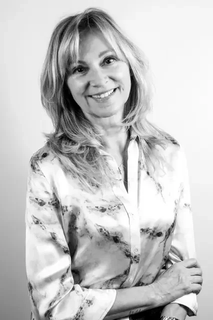 Marika, a Vidal Sassoon trained master stylist at Cristophe Salon Beverly Hills, providing precision haircuts and tailored styling for men and women.