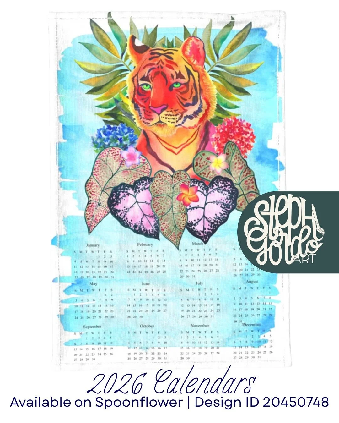 All of the 2026 calendars that I have available on @spoonflower 🗓️
Updated the tiger wallhangings, this years calendar, and some color variations of the newest edition.
Perfect for gifting this holiday season, house warmings, or even a little Trea