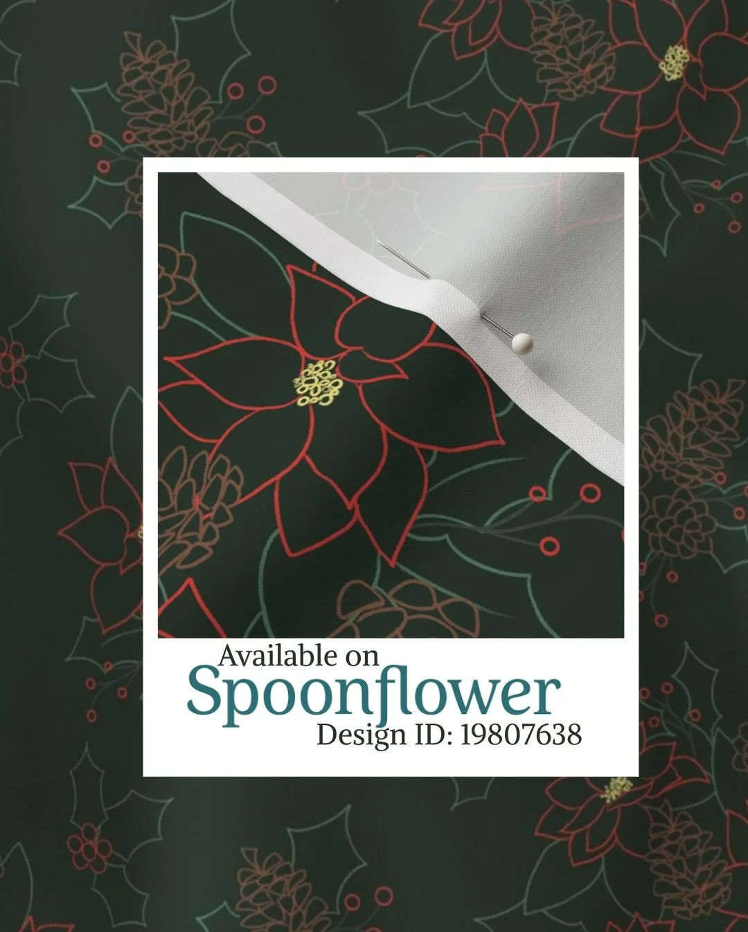 Poinsettia and holly🎄

A moody and elegant holiday accent fabric available on Spoonflower by searching &ldquo;19807638&rdquo; 

Swipe to see the illustration from last years December drawing challenge 🖌️

Poinsetta fabric - dark green - outline hol
