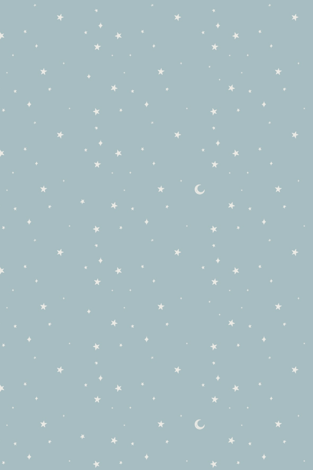 A light blue sky filled with small white stars and two crescent moons.
