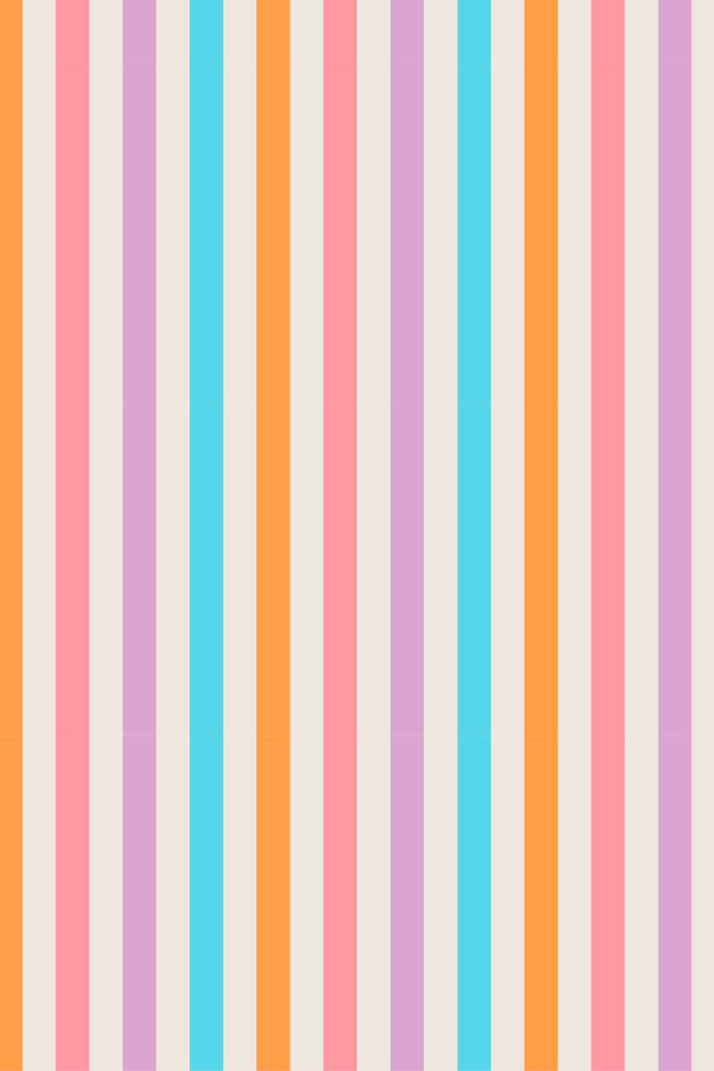 Vertical stripes in pastel pink, purple, turquoise, orange, and beige colors.