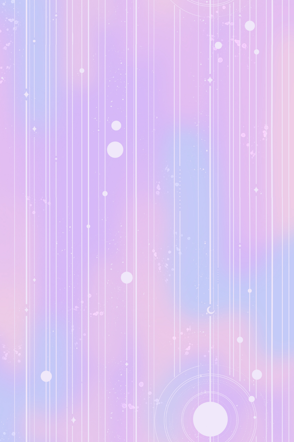 Abstract pastel background with white vertical lines, circles, stars, and sparkles.