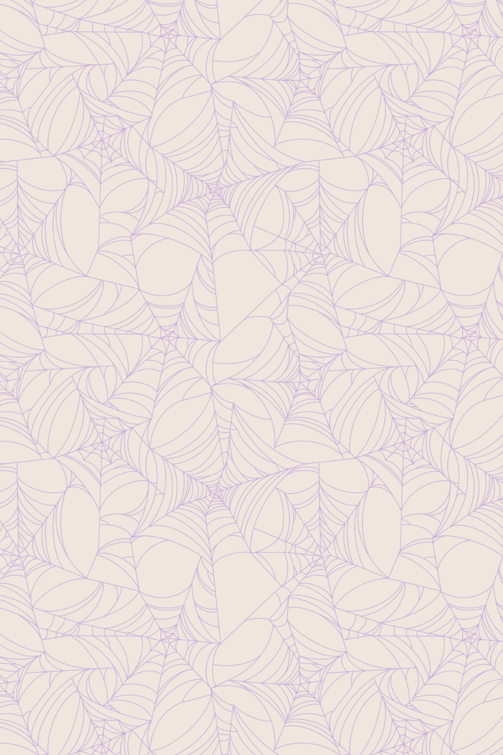Light purple spiderweb pattern on a beige background.