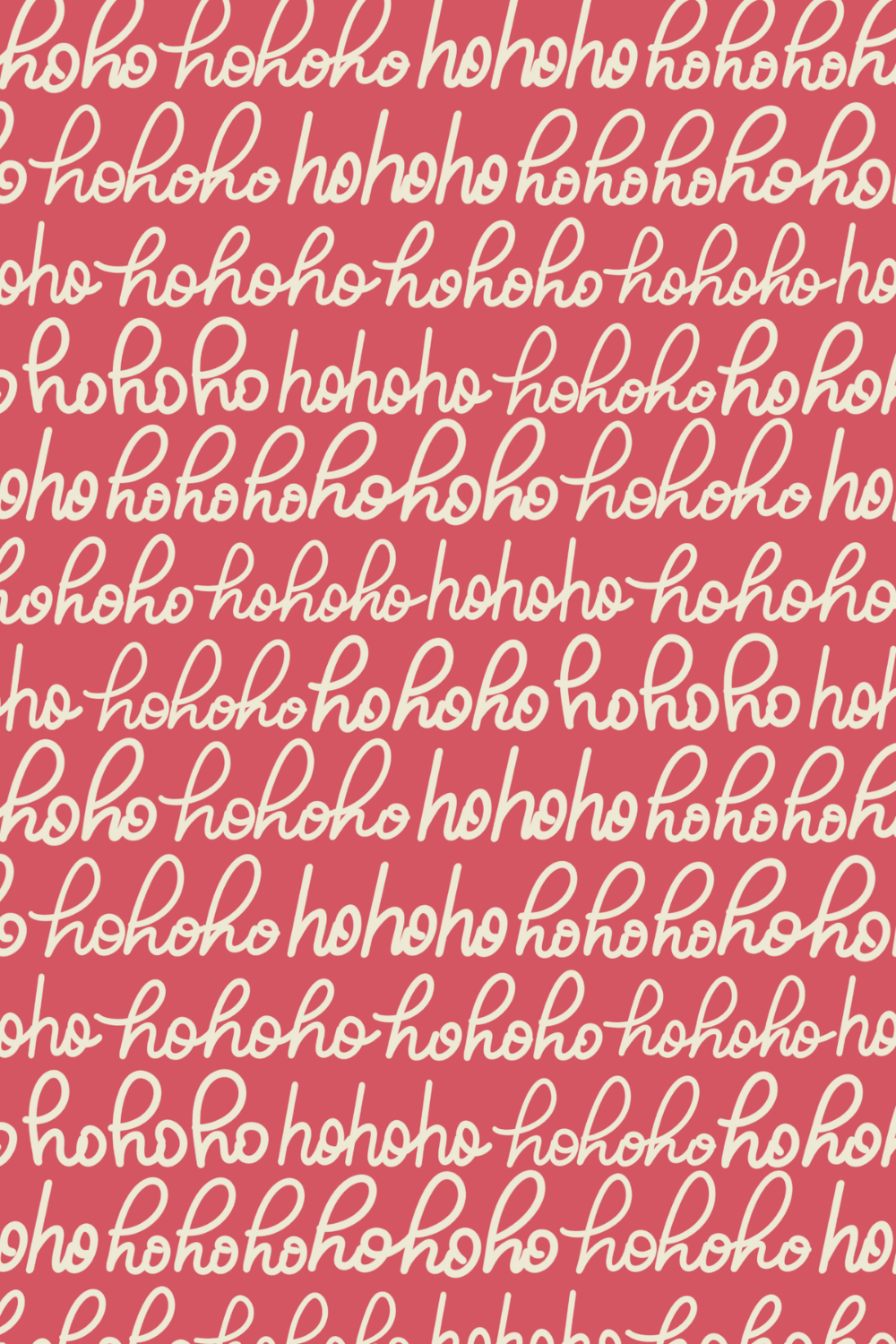 Pattern of the word 'ho' repeated in cursive white font on a red background.