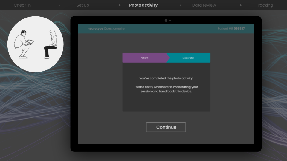 Once the patient has completed the activity, they are instructed to hand the device back to the practitioner. Now, I’m going to hand it off to Tim to talk about the data gathered during the session.

