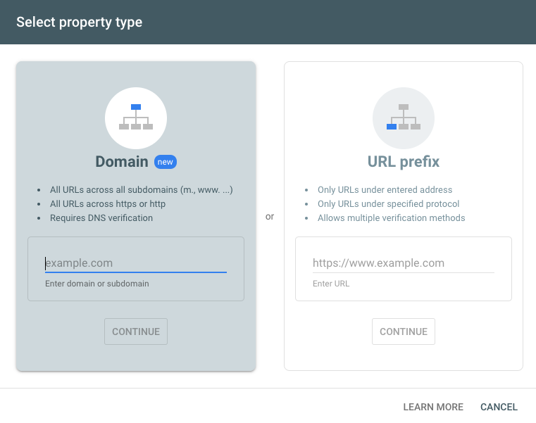 Google Search Console Property Verification Screenshot