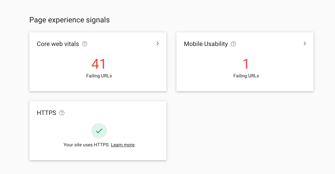 Page Experience Screenshot