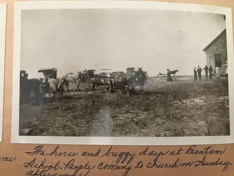 1910 -
In October, Fr. Holsapple was sent to Hays to live and came out on Sunday afternoon for church services. Around 75 attended church and church school at that time. It was a most encouraging sight to see the rows of wagons and buggies and horse