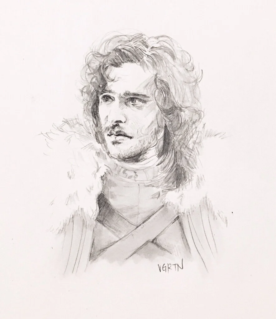 Jon Snow, graphite sketch on paper