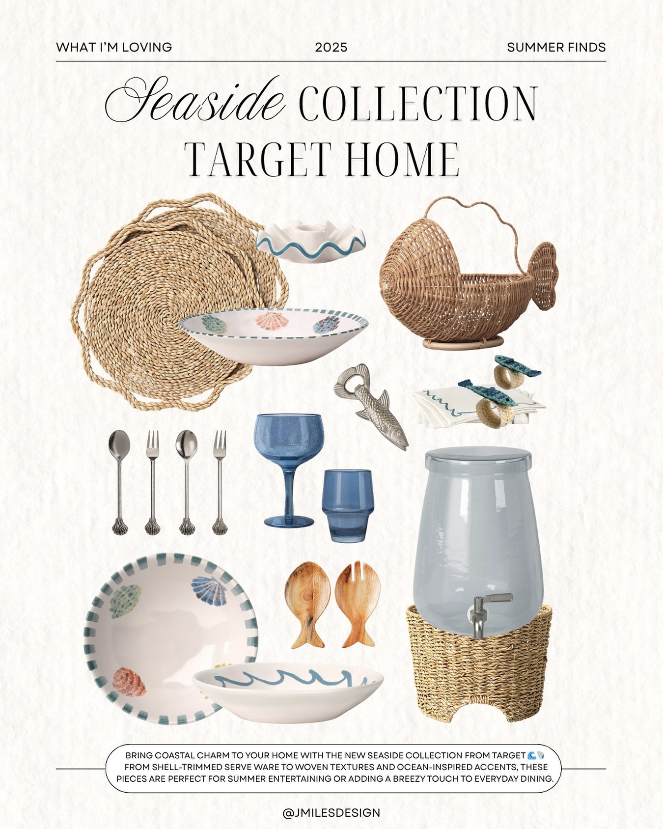 Summer style starts here ☀️ These finds from Target&rsquo;s coastal collection are giving luxury on a budget. Comment &ldquo;beach&rdquo; for the link! 🌊🐚🏝️