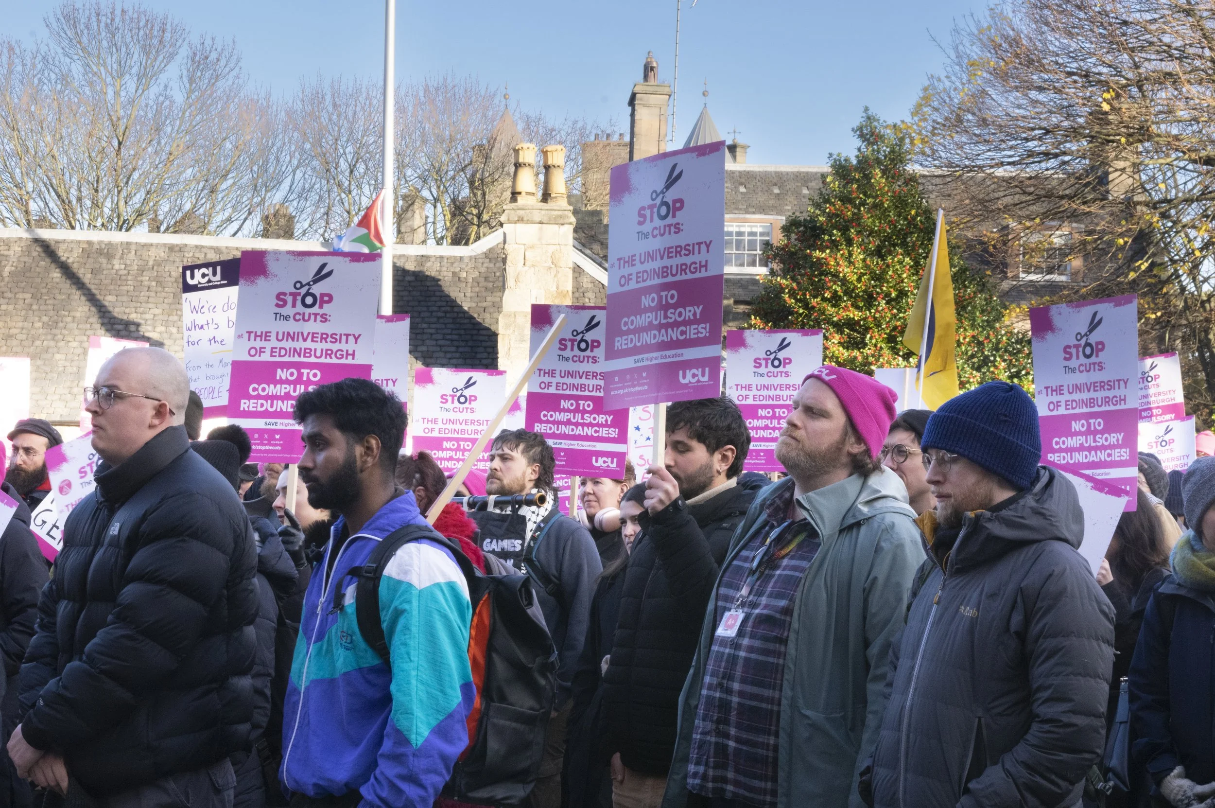 UCU supporters at the rally at Scottish Parliament