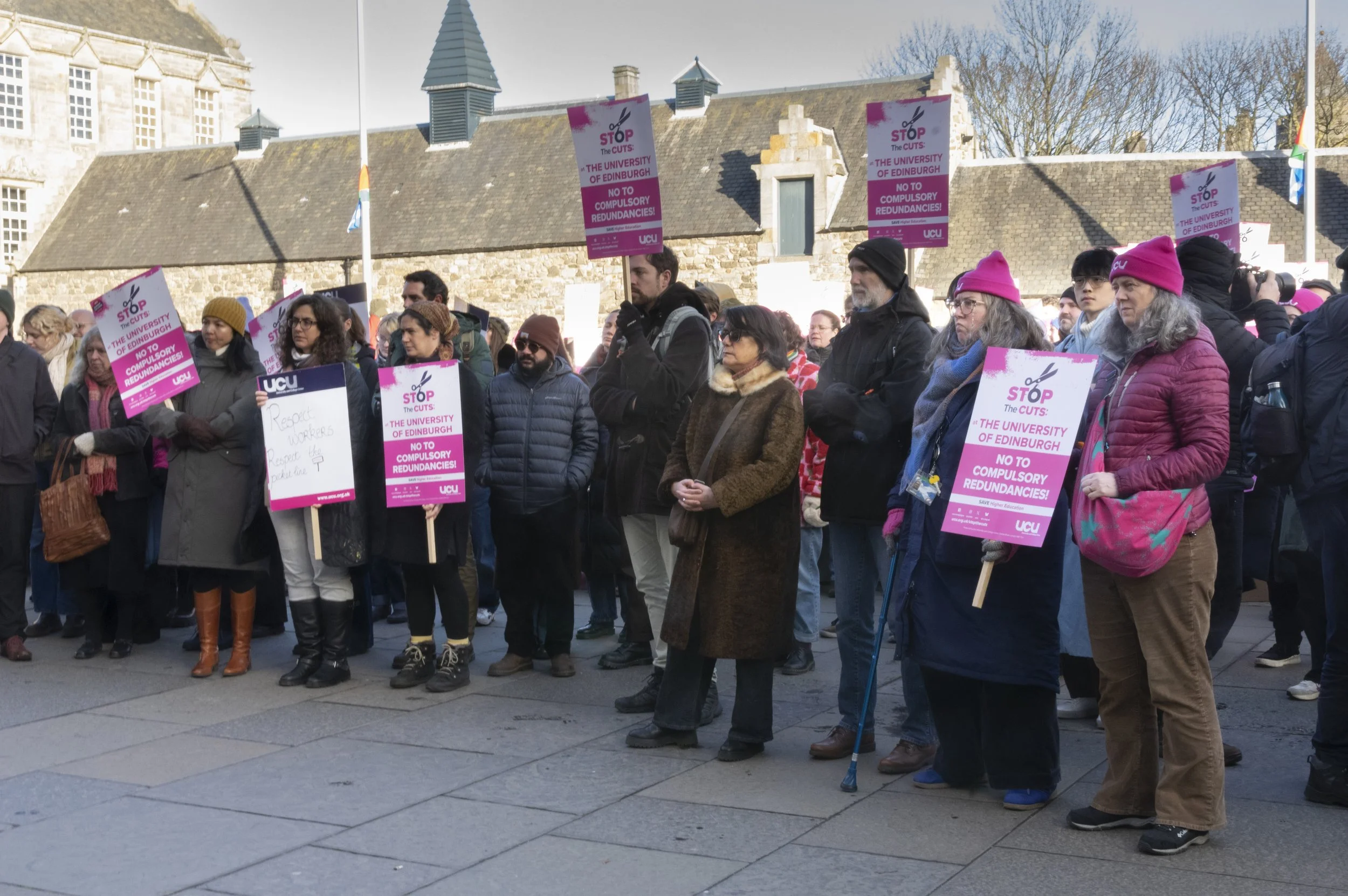 UCU supporters at the rally at Scottish Parliament
