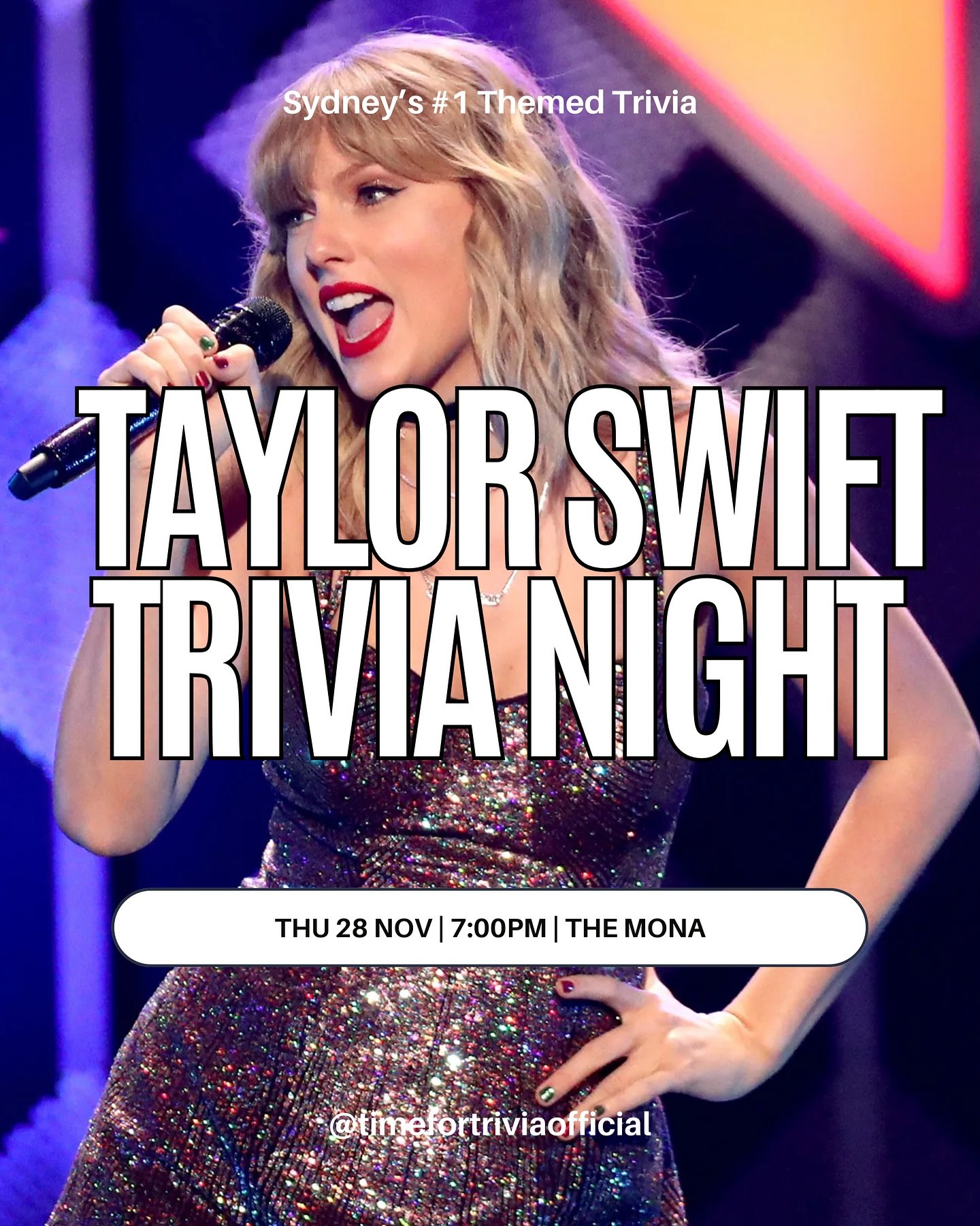 🎤✨ Swifties, Assemble! ✨🎶

Think you know All Too Well about Taylor Swift? 🦋 Put your knowledge to the test at our Taylor Swift Trivia Night at The Mona!

📅 When: Tuesday, 28th November
⏰ Time: 7:00 PM
📍 Where: The Mona

Get ready to shake it of