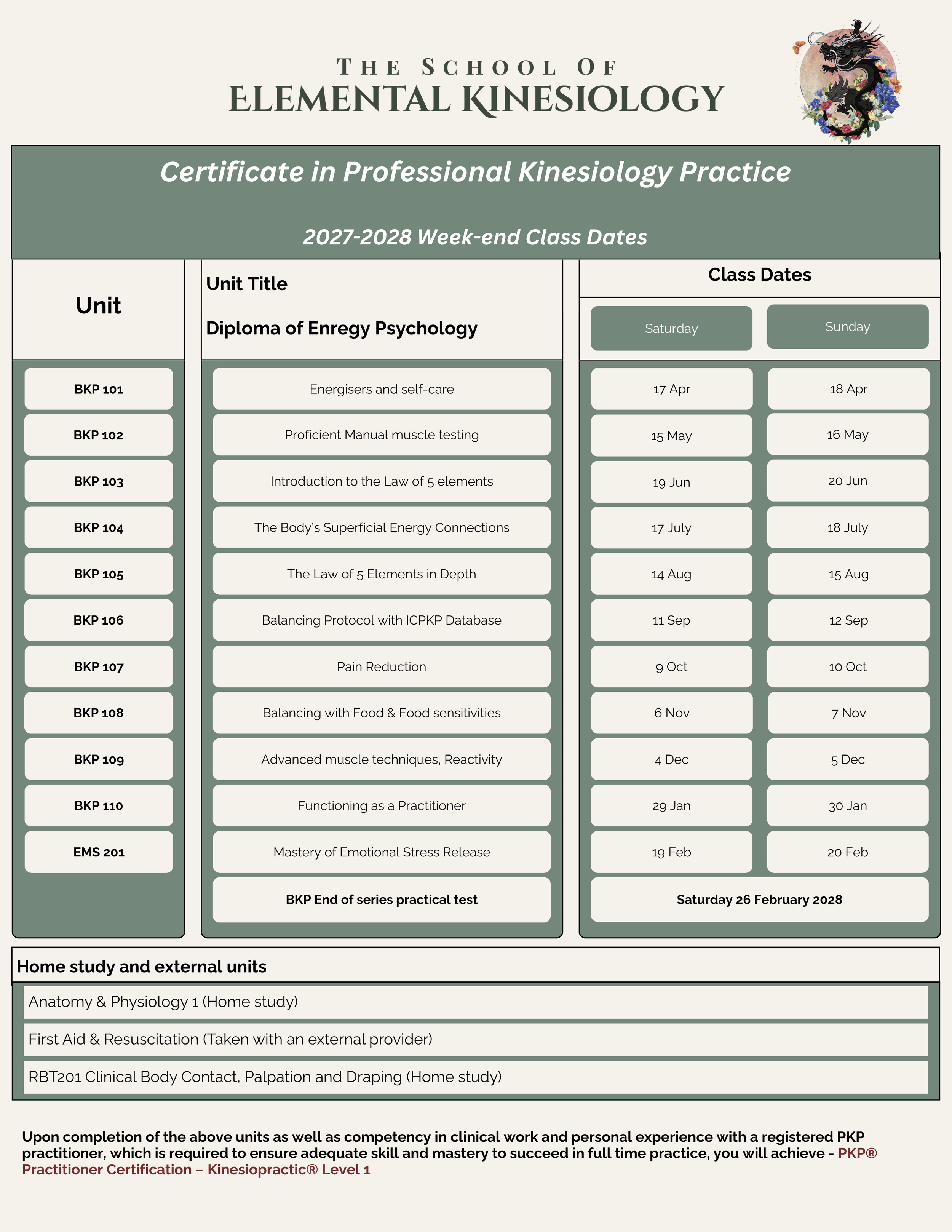 International Certificate in Professional Kinesiology Practice 2027-2028 Week-end Class Dates.png