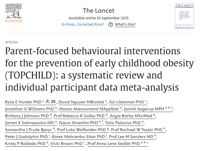 TOPCHILD Project 2 - Individual Participant Data Meta-Analysis Results Published in The Lancet