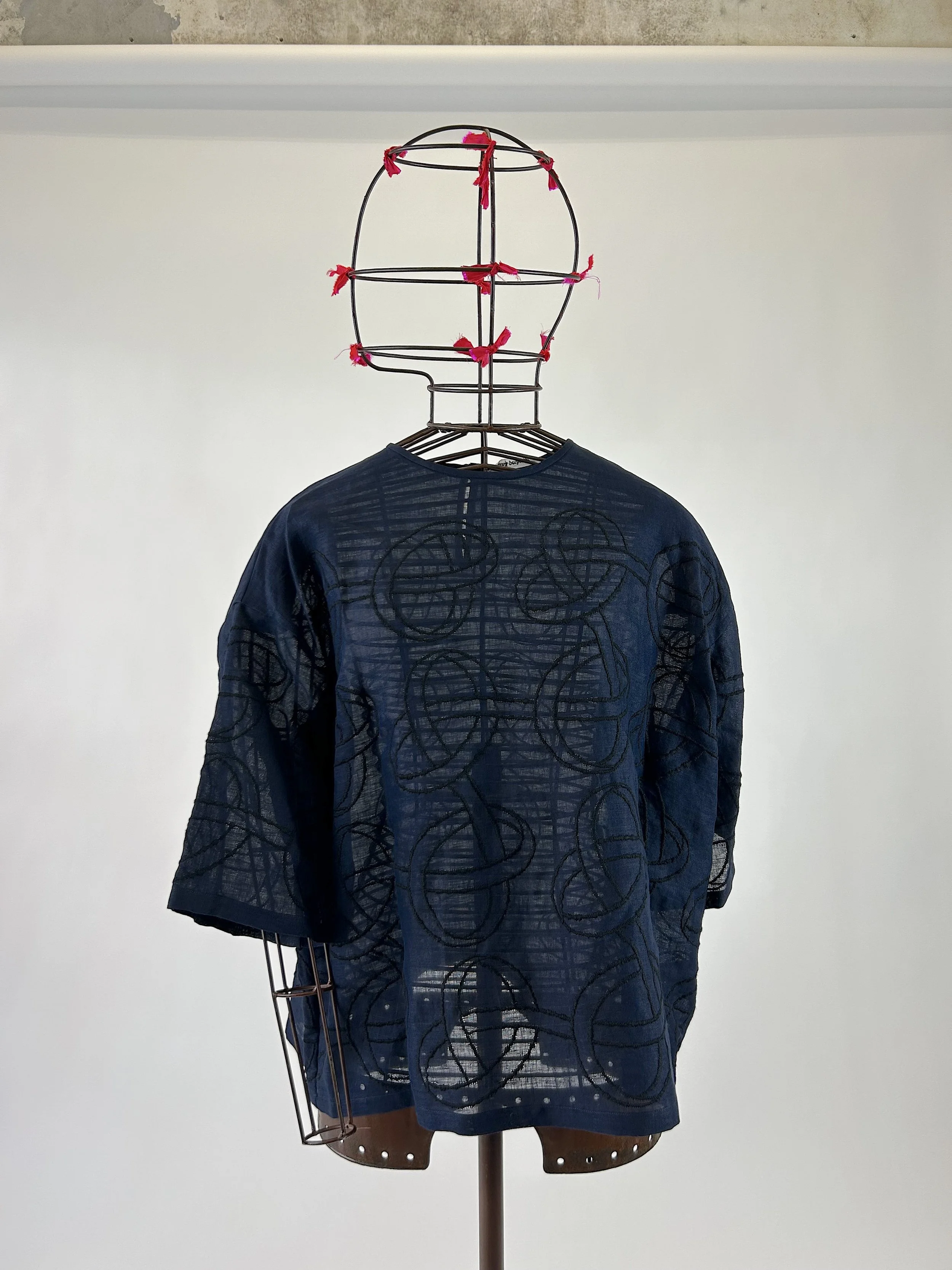 minä perhonen navy linen blouse
