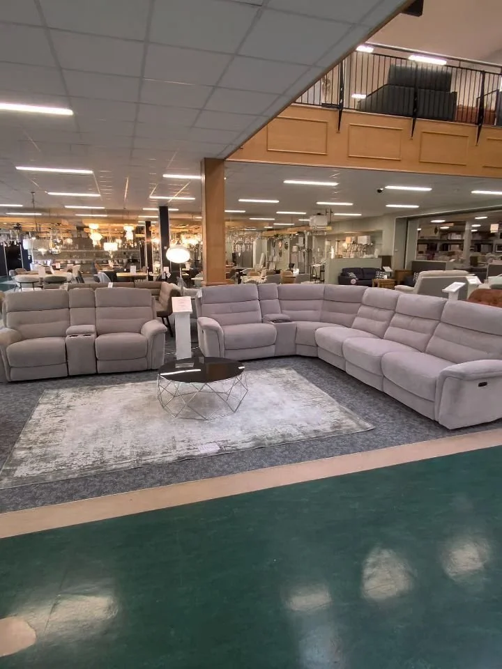 Relax and Recline in our Corner Sofa &euro;3799 - Electric Reclining each end and Usb Ports to charge phones &amp; devices aswell as cup holder and storage for remotes etc #sofas #recliner #mollaghansoflongford