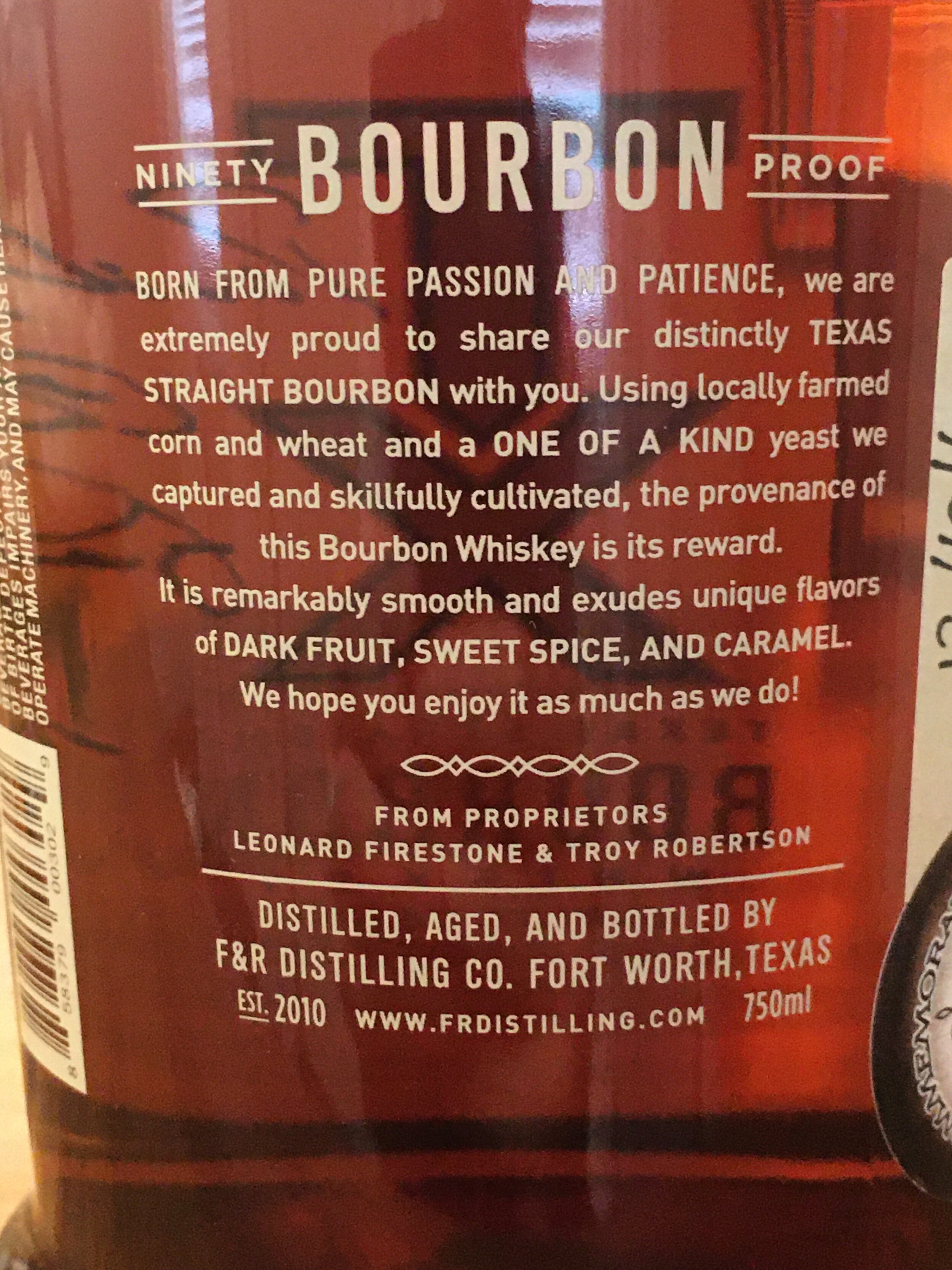 TX Bourbon Label