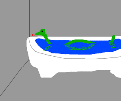 A Dog, a Cat, a Mouse, and Snakes in a Tub