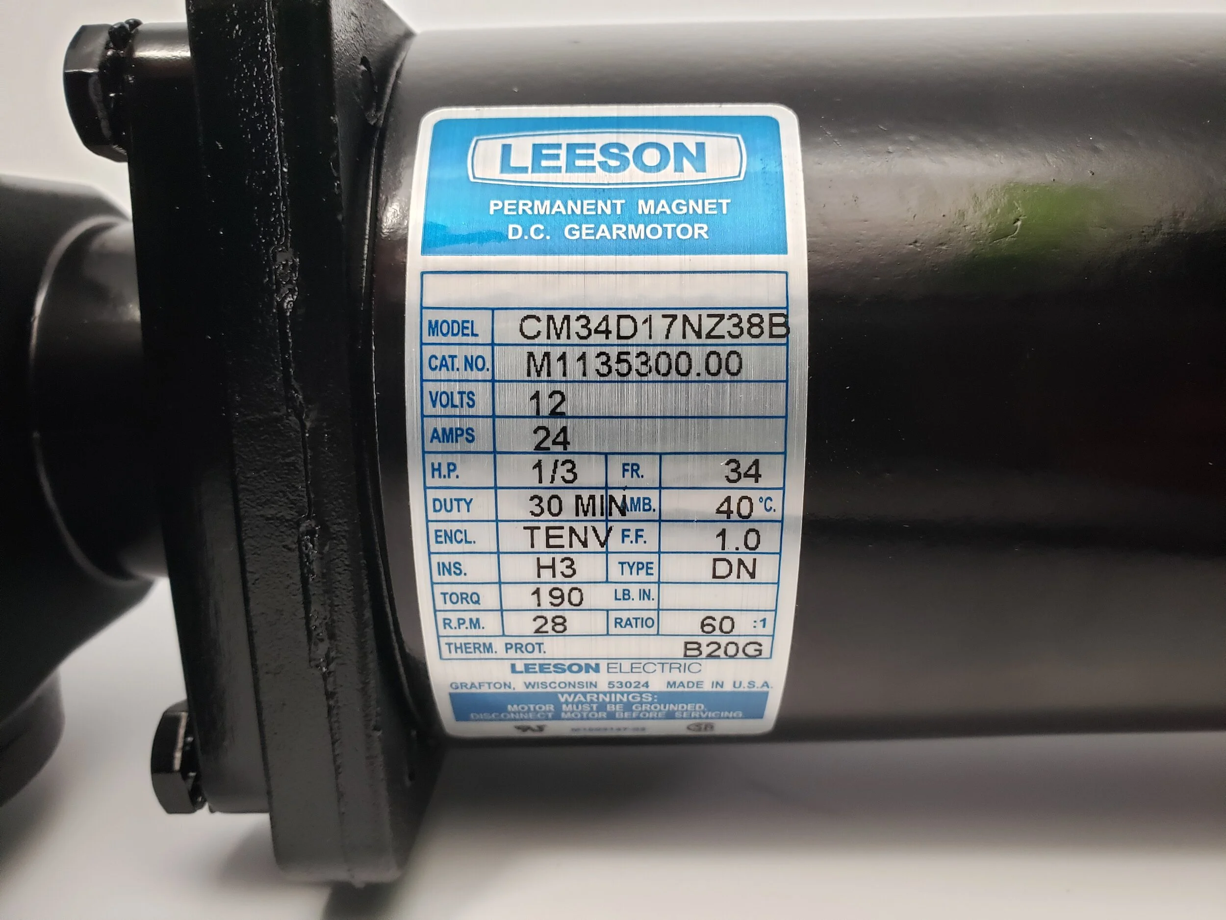 12 Volt Motor and Gear Box - AL111 — Lincoln Traps