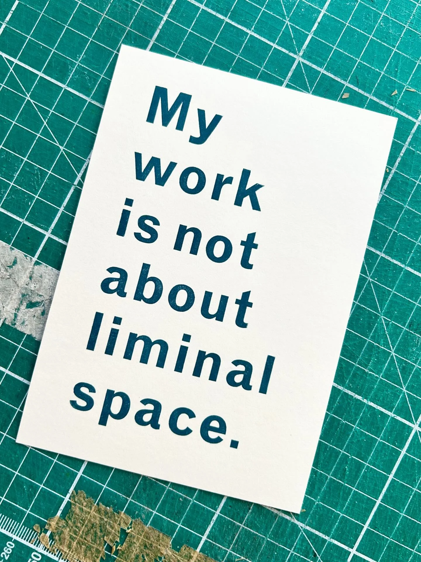 Recent postcard made for #hayprintersfair earlier this month #liminalspace #artistspostcards #letterpresscards #muststopstickingtapetothecuttingmat