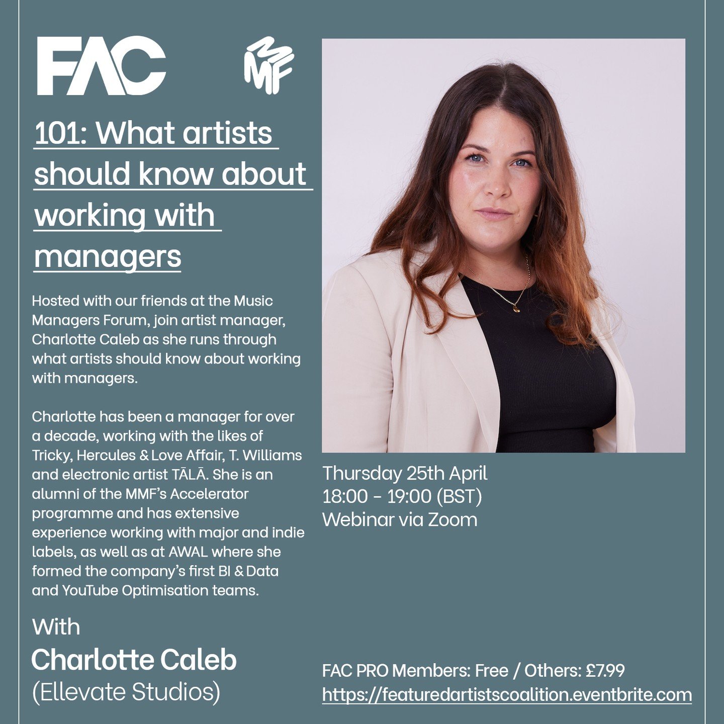 ✒️101: What artists should know about working with managers

For our April 101, Artist manager, Charlotte Caleb, will be running through what artists should know about working with managers.

Charlotte has been a manager for over a decade, working wi