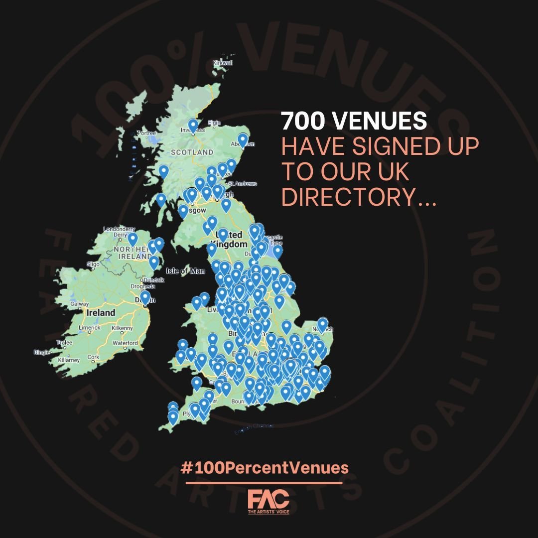 👀 Did you know that 700 venues have signed up to our #100PercentVenues UK directory, and over 80 industry companies and organisations backed our open letter and four key principles?

➡️ In July 2023, we published an open letter, reemphasising the ca