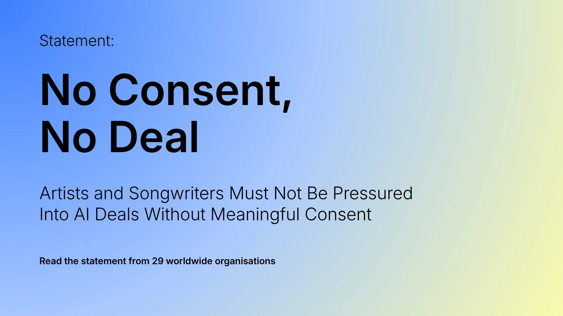 Global artists, songwriters, and managers, call for their rights to be respected in AI deals