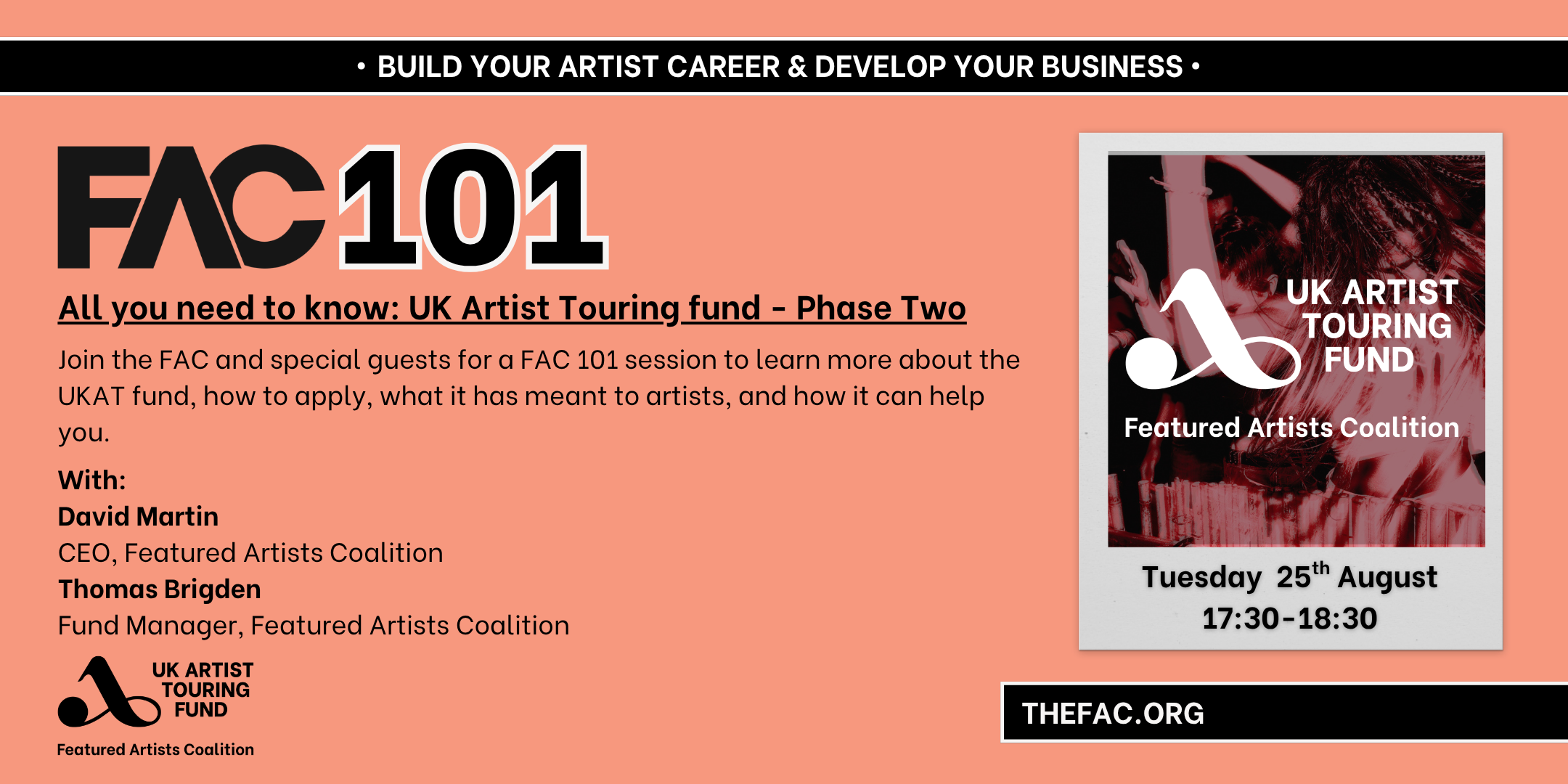 FAC 101: All you need to know - UK Artist Touring fund Phase Two