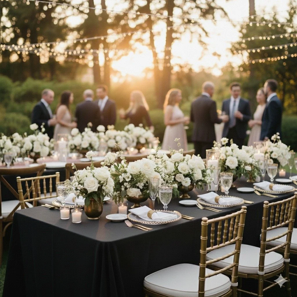One of my favorite ways to picture your day is by thinking about the five senses, because your wedding isn&rsquo;t just something people see, it&rsquo;s something they experience.

- What guests see: your chairs, linens, tables, and place settings se