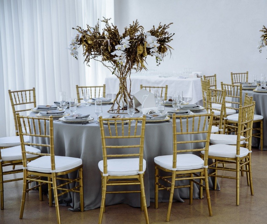 April Fools! We are NOT making wedding planning easier for you.

There's NO package that includes both your ceremony AND reception chairs. We definitely do NOT offer White Padded Folding Chairs AND Gold Chiavari Chairs together. Delivery? Nope. Setup