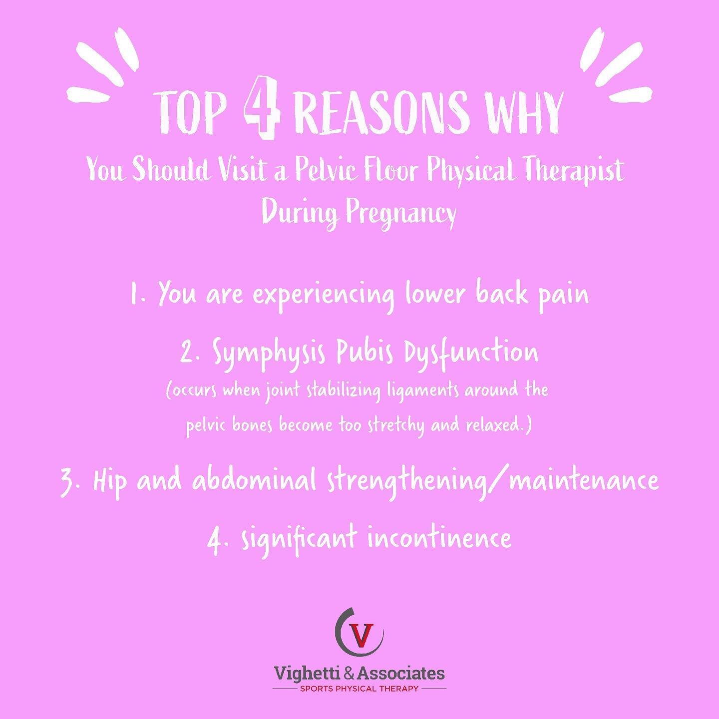 If you are experiencing any of these symptoms or are looking to strengthen your hips and abdominal muscles during pregnancy,🤰we are here to help! Visit our website 💻 for more information! (Link in bio) 👆
.
.
.
.
.
.

#vighettipt #vighettiandassoci