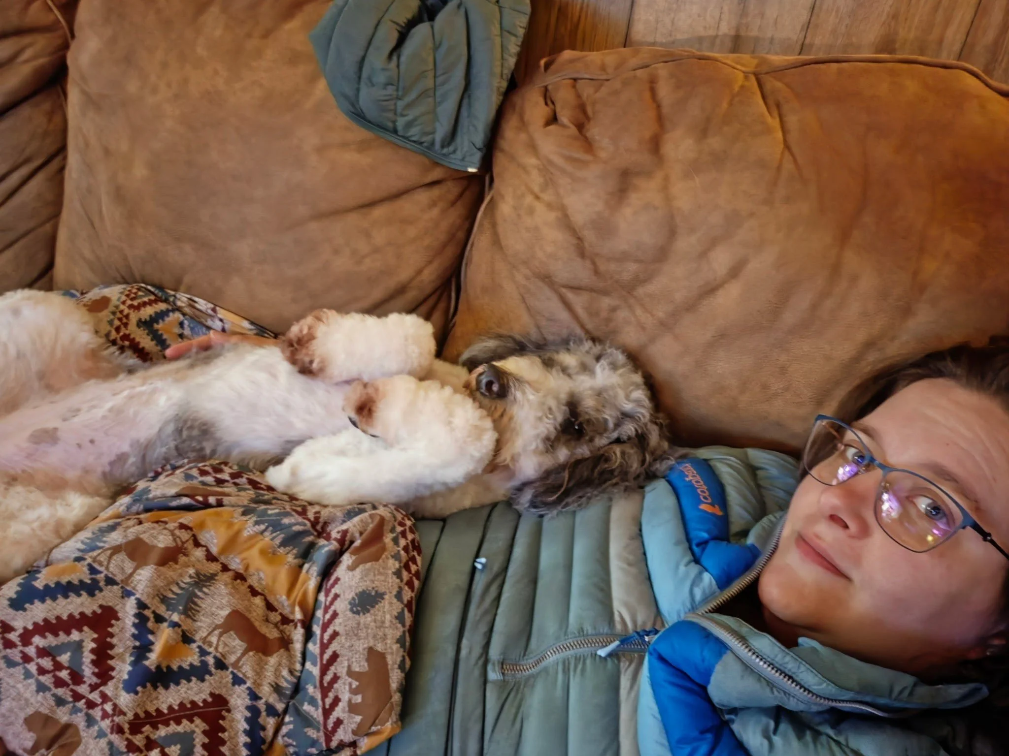 Augie didn't love the grooming. She does however love the post grooming snuggles. Acceptable compensation.
