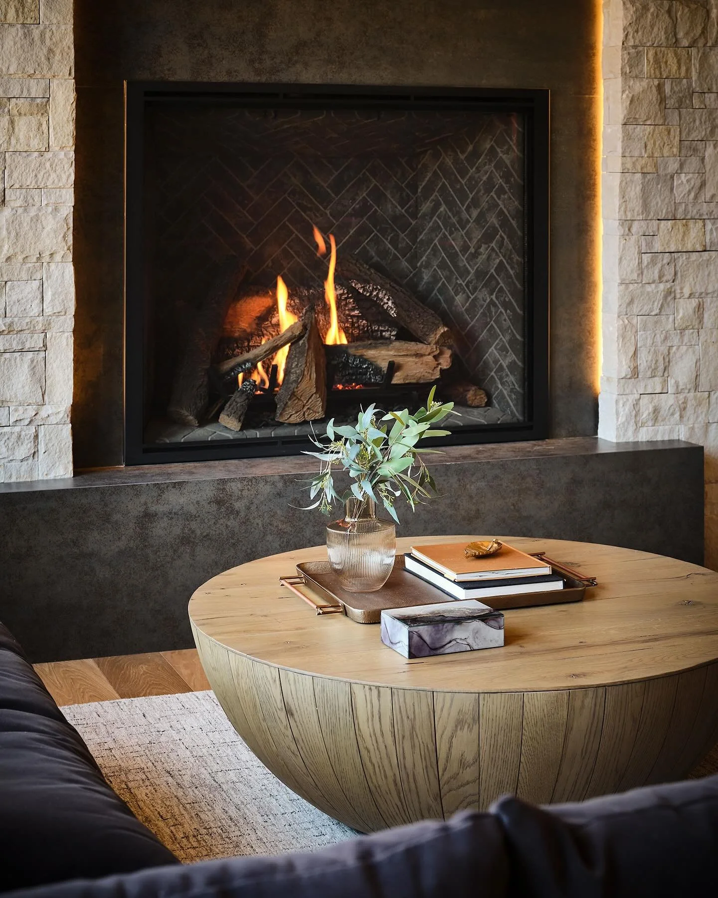 The fireplace is the center of the home- we provide renderings and detailed drawings to coordinate the materials and proportions of each fireplace.  A place to gather and relax after a great day of skiing.  #ibddesignstudio 📸:: @davidpatterson
