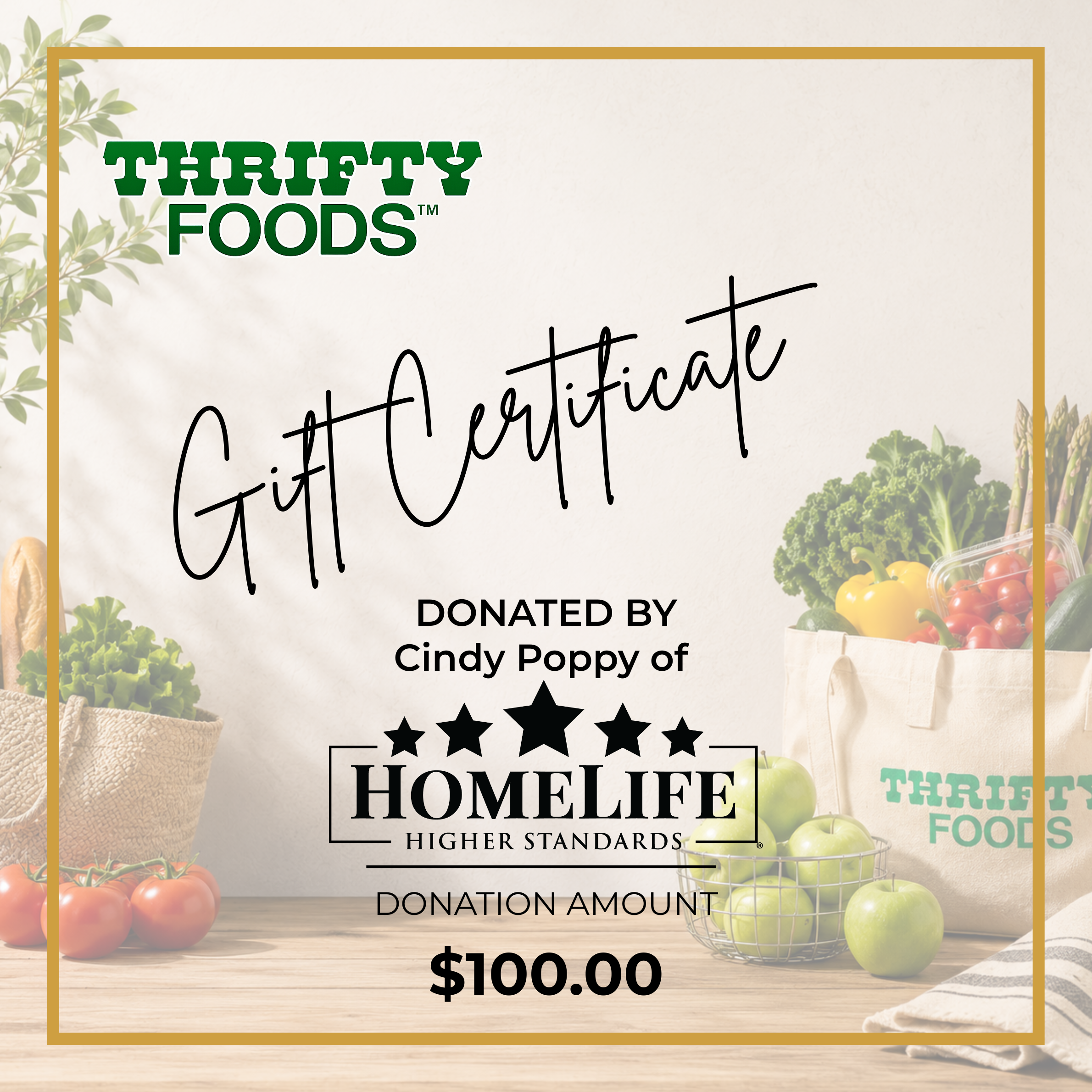 Cindy Poppy - HomeLife Benchmark - Copper Real Estate Group - Thrifty's Gift Certificate
