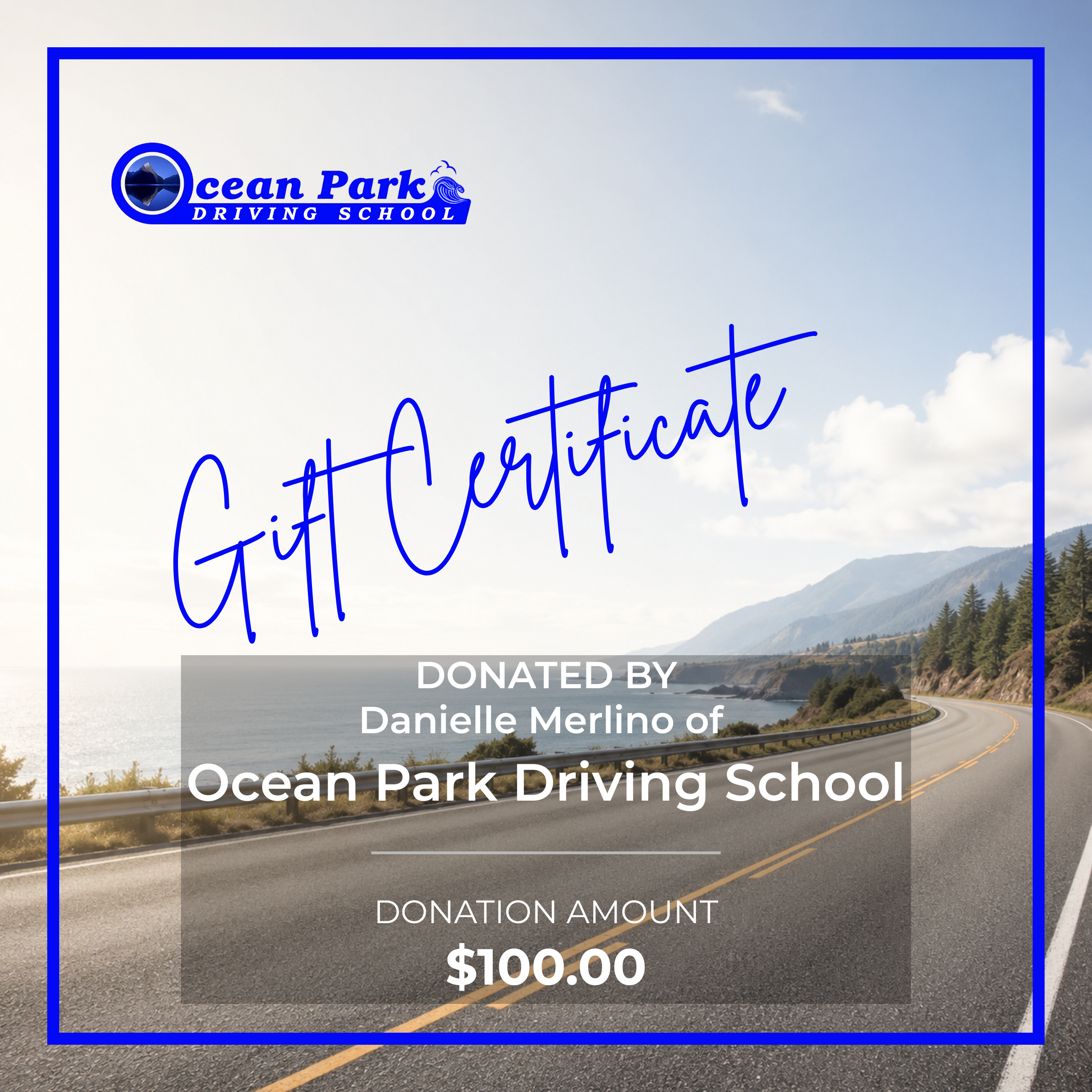 Danielle Merlino of Ocean Park Driving School - Driving Lessons Gift Certificate