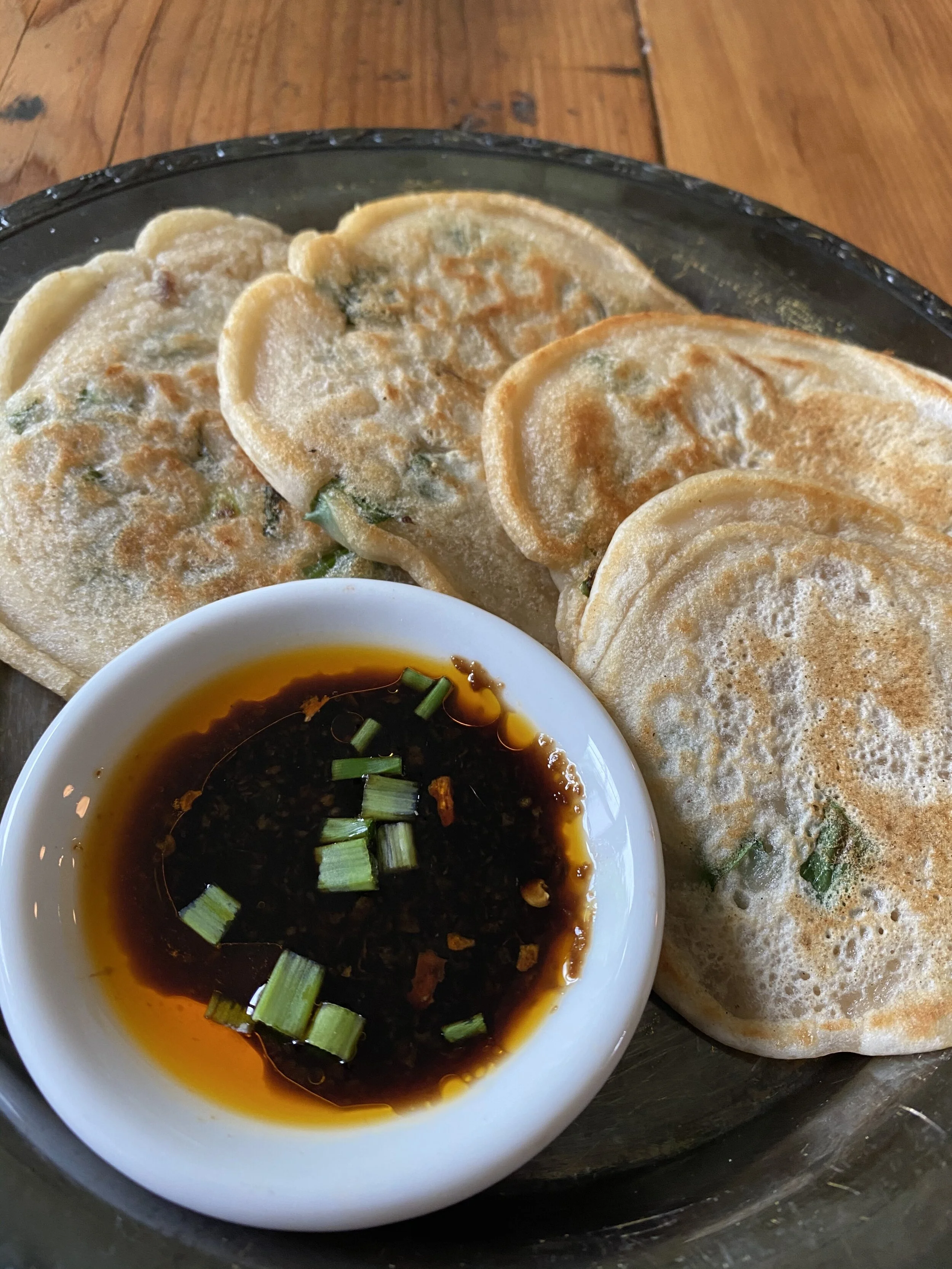 Scallion Pancakes with Chili Oil Dipping Sauce — Kroul Farms