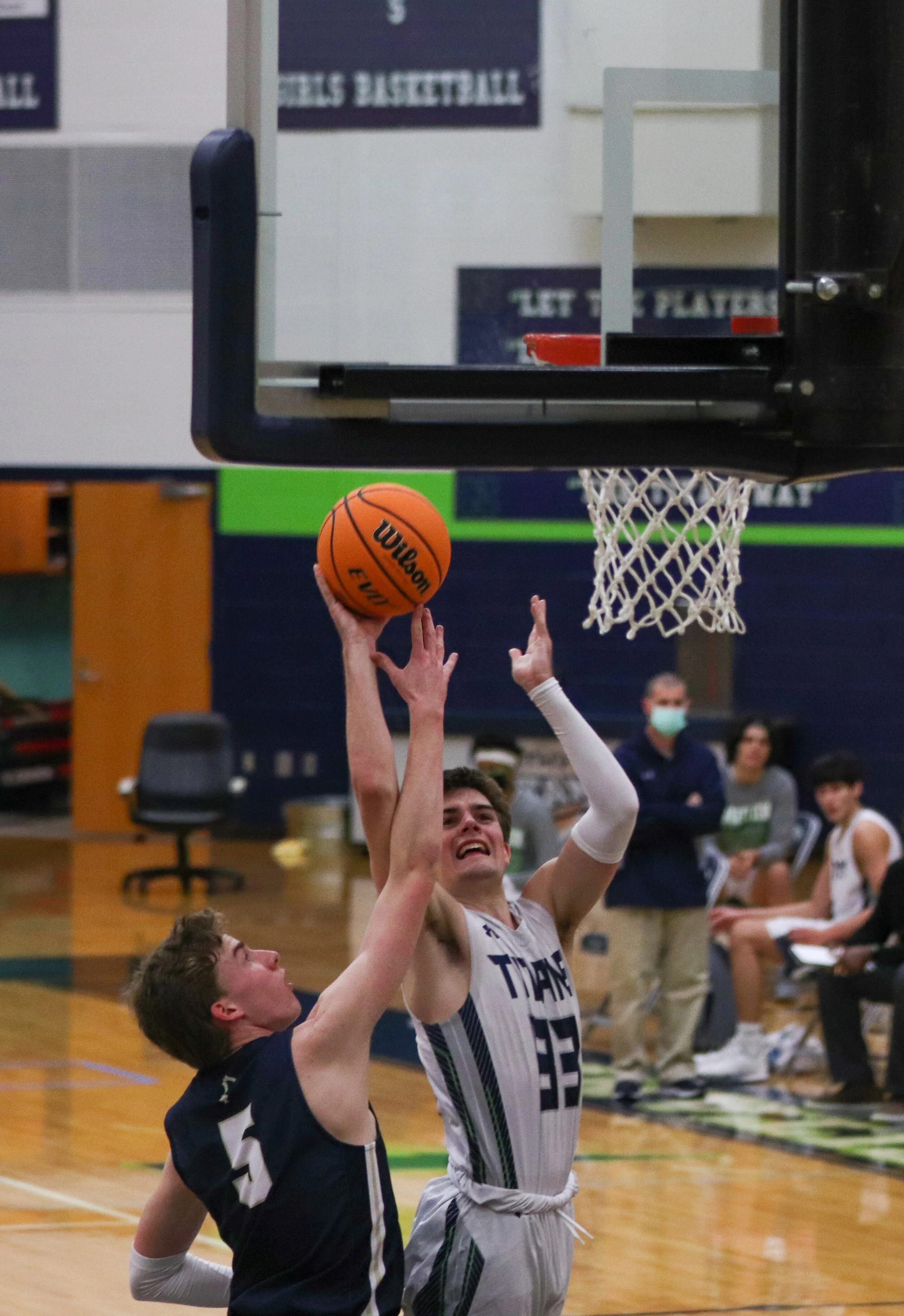 Senior Preston Berryman struggles to make a shot.