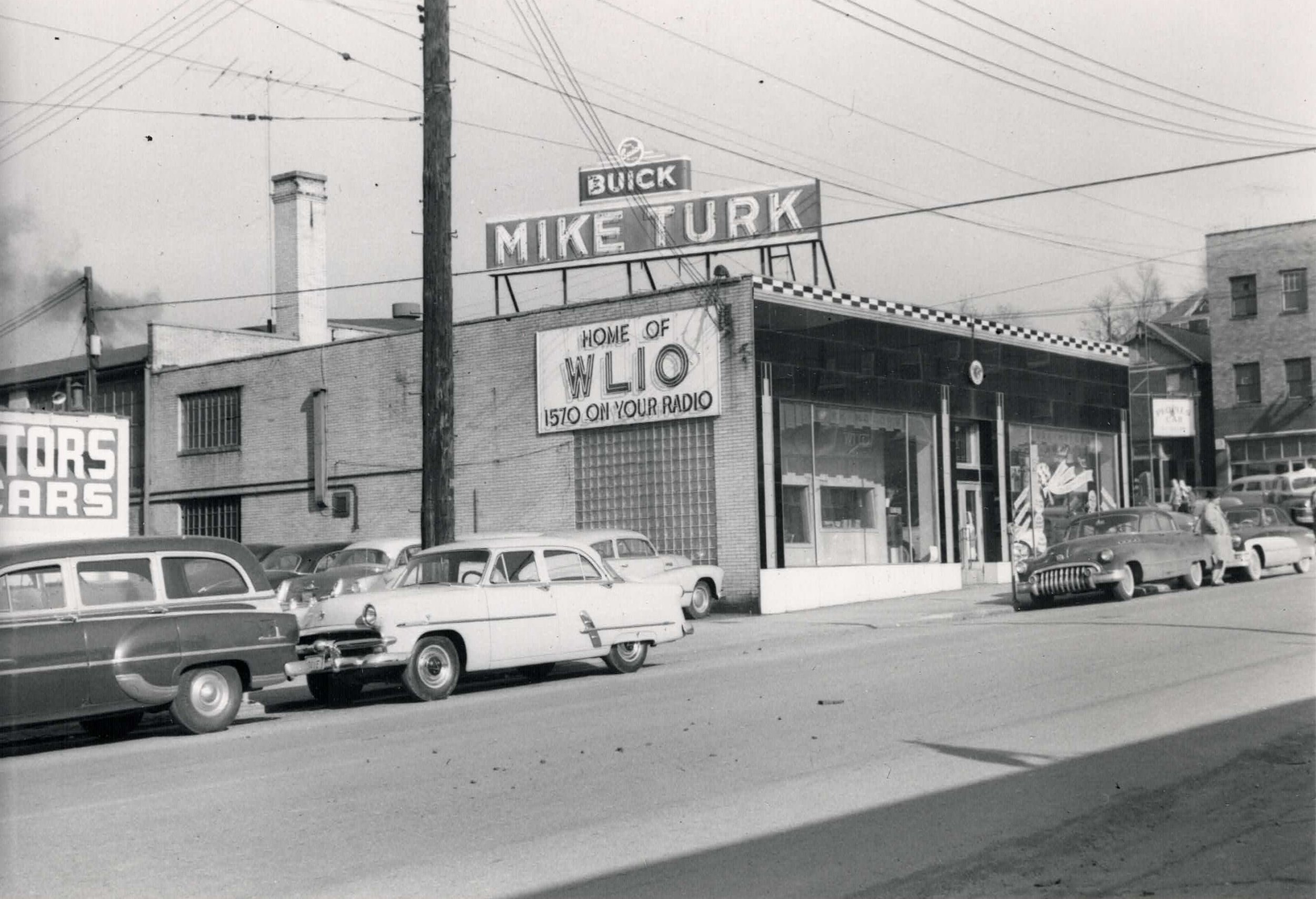 Mike Turk car lot and WLIO radio station