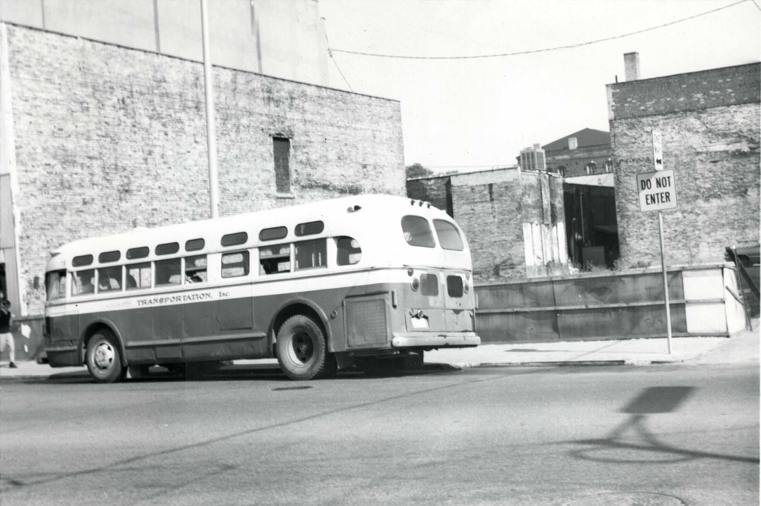 City bus at downtown stop