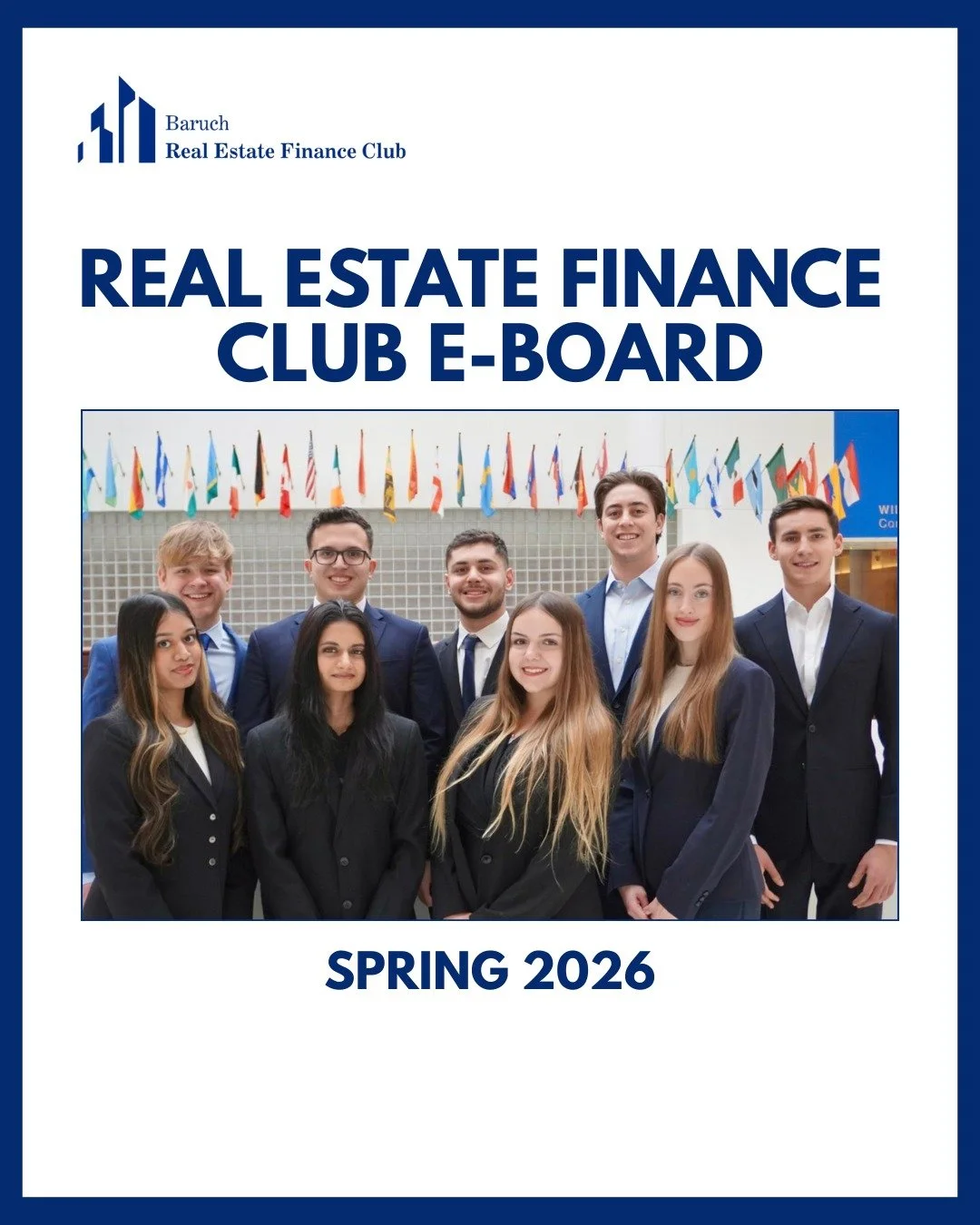Introducing the Spring 2026 Real Estate Finance Club E-Board!
 
Andy Hidra | President
Senior, Finance (minor: Communications). Former Summer Analyst at Houlihan Lokey; VP of Professional Development, Baruch Scholars of Finance.

Fariha Sneha | Vice 