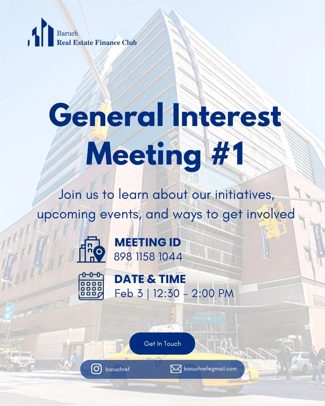 Join Baruch REF on Zoom this upcoming Tuesday for our first general interest meeting! Learn more about the club and our developmental programs. 

Please scan the QR code attached or click the link in our bio to join. We look forward to seeing you all