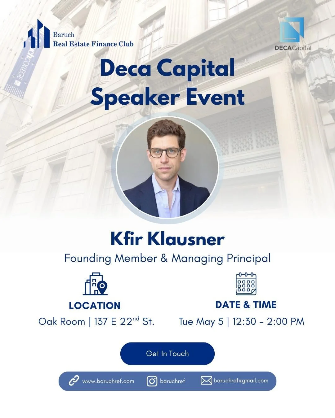 Join us for an exciting conversation with Kfir Klausner, Founding Member and Managing Principal at Deca Capital.

Learn about his path into real estate development and investment, his work building Deca Capital from the ground up, and what it took to