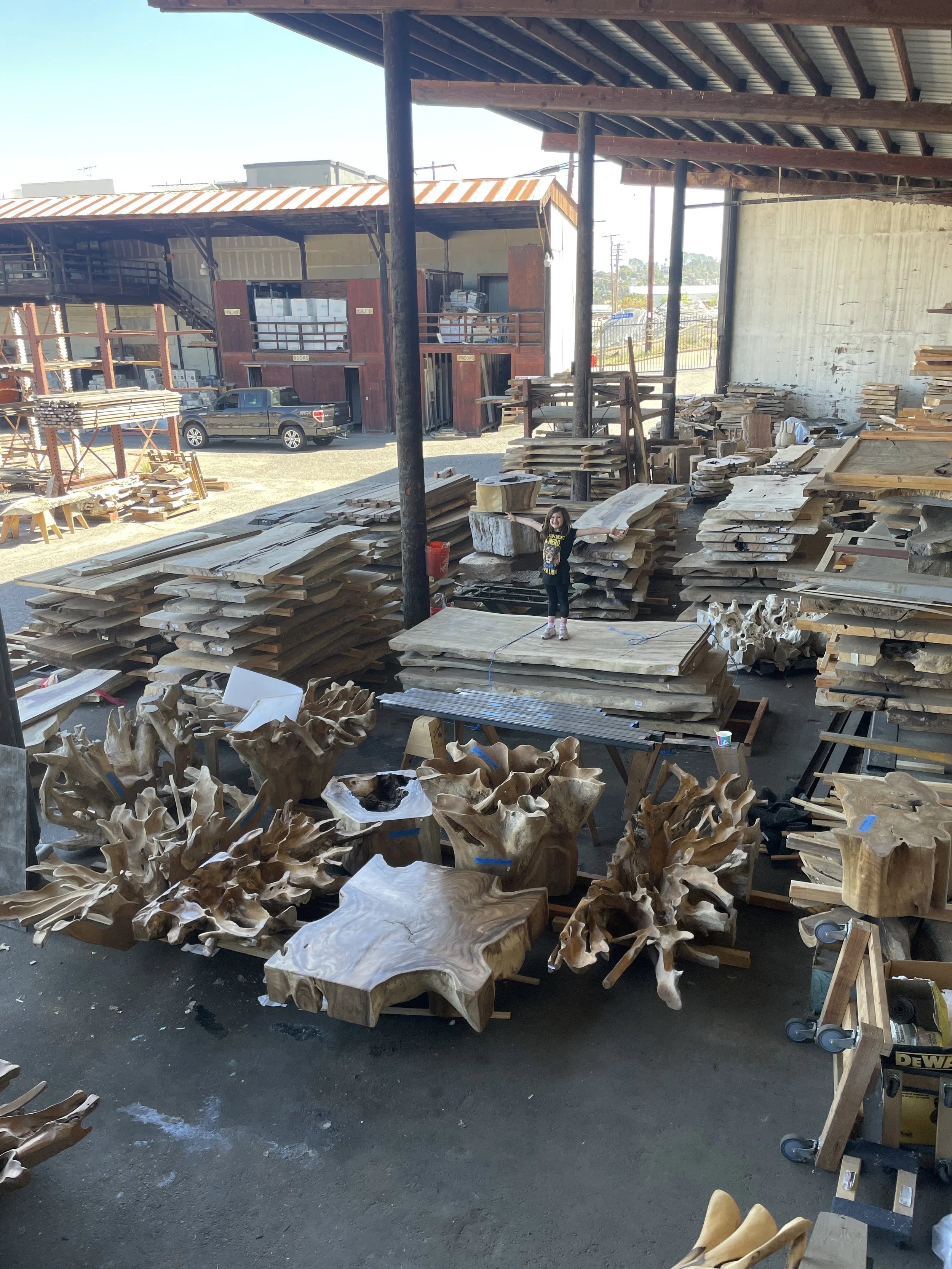 Live edge wood slabs at the Indigenous by La Rue lumberyard in San Diego