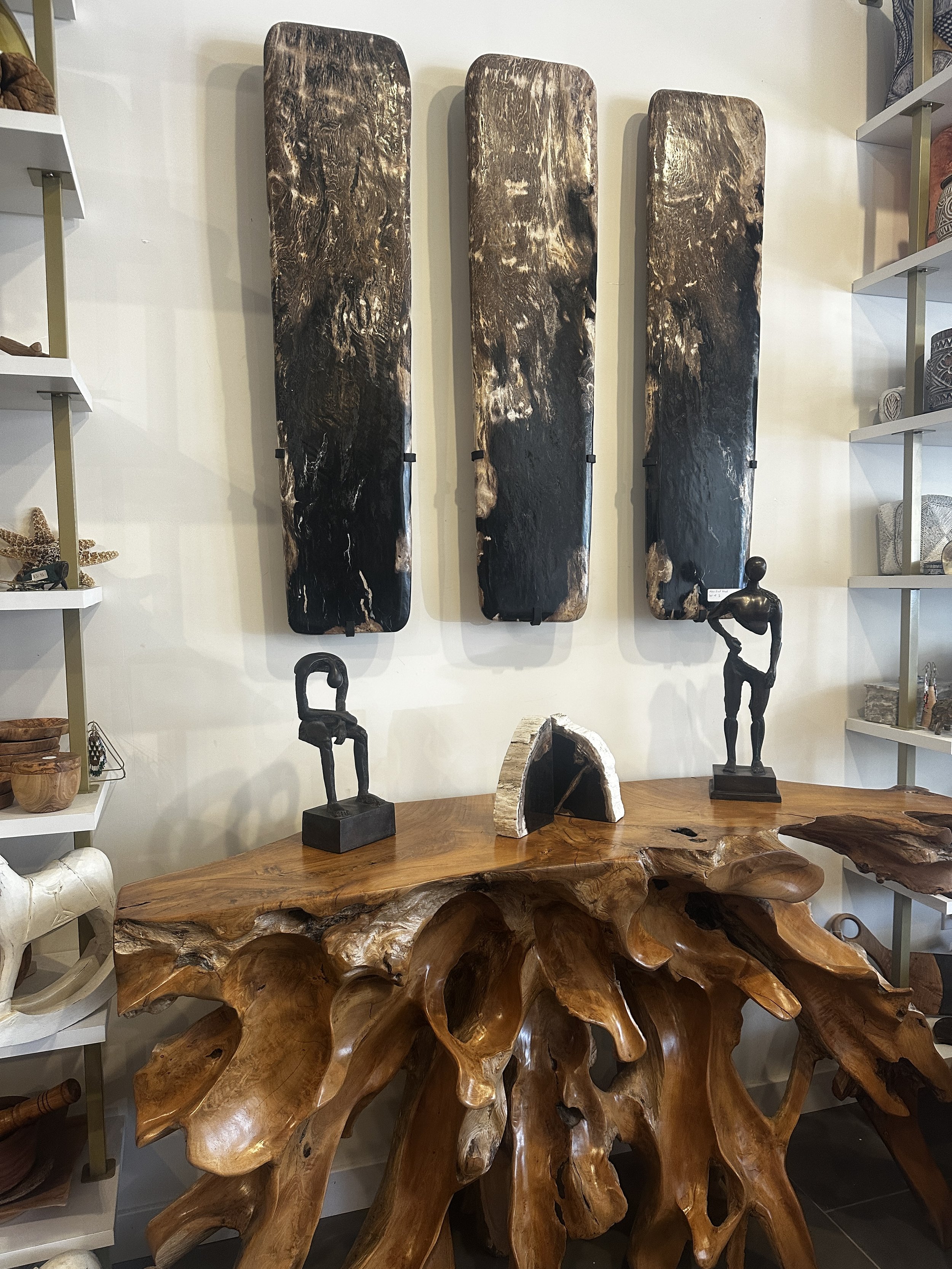 Triptych Petrified Wood Art