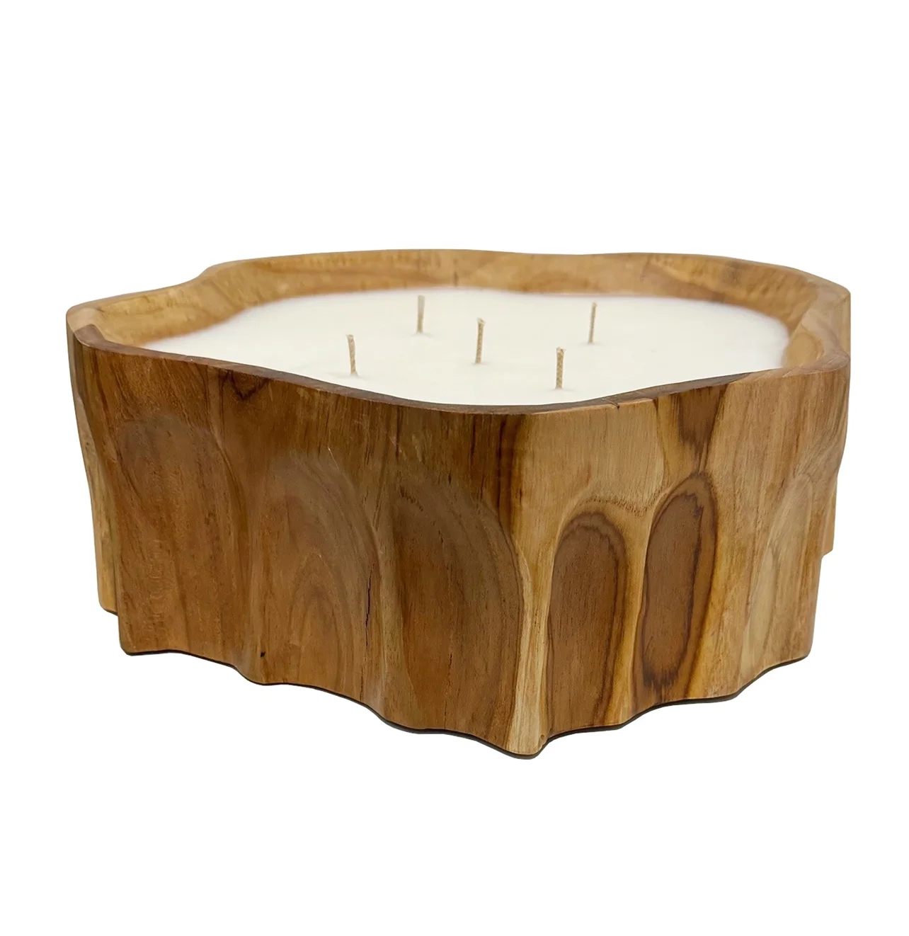 Large Teak Organic Bowl Candle Side.webp