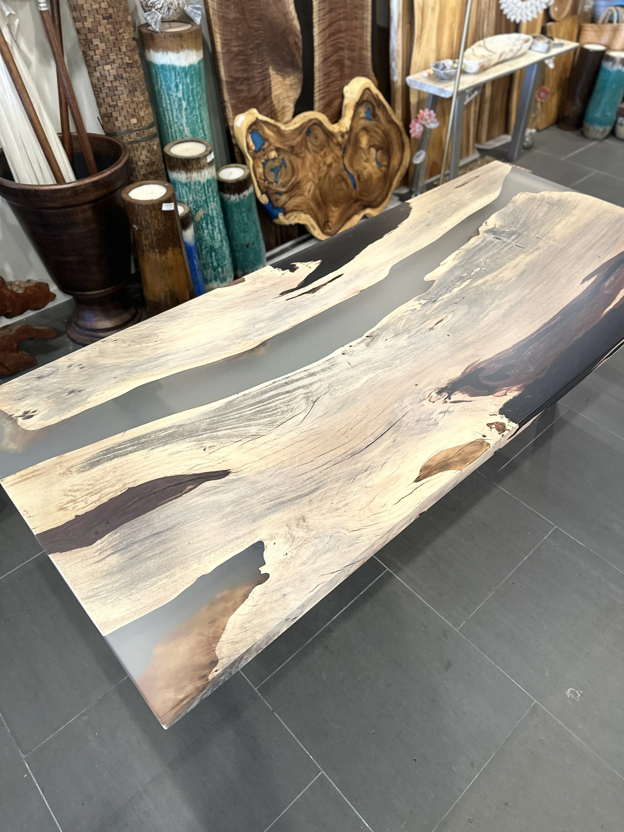 97" Tamarind Dining Table with Clear Resin