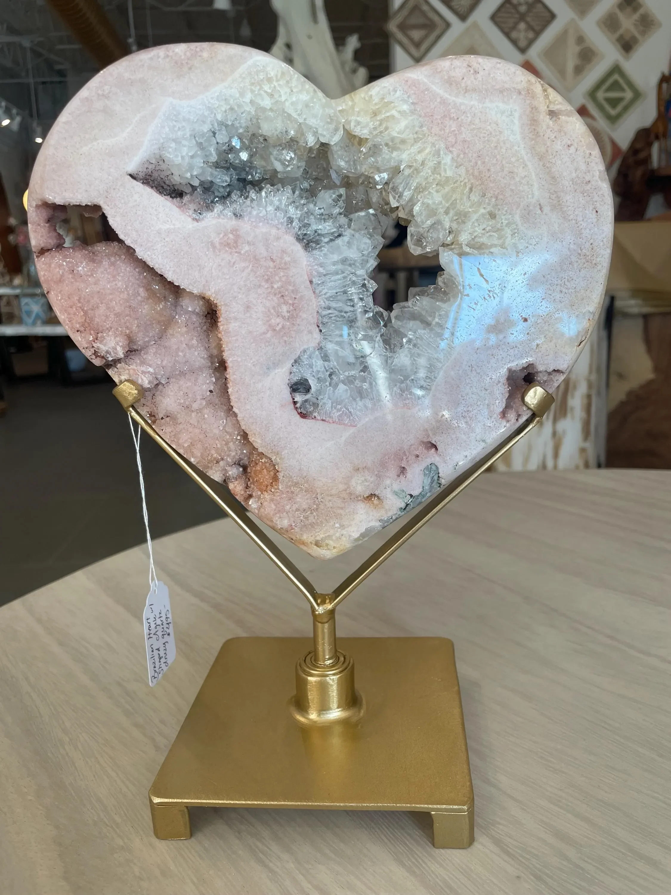 Agate with Druzy Quartz - Heart Shaped